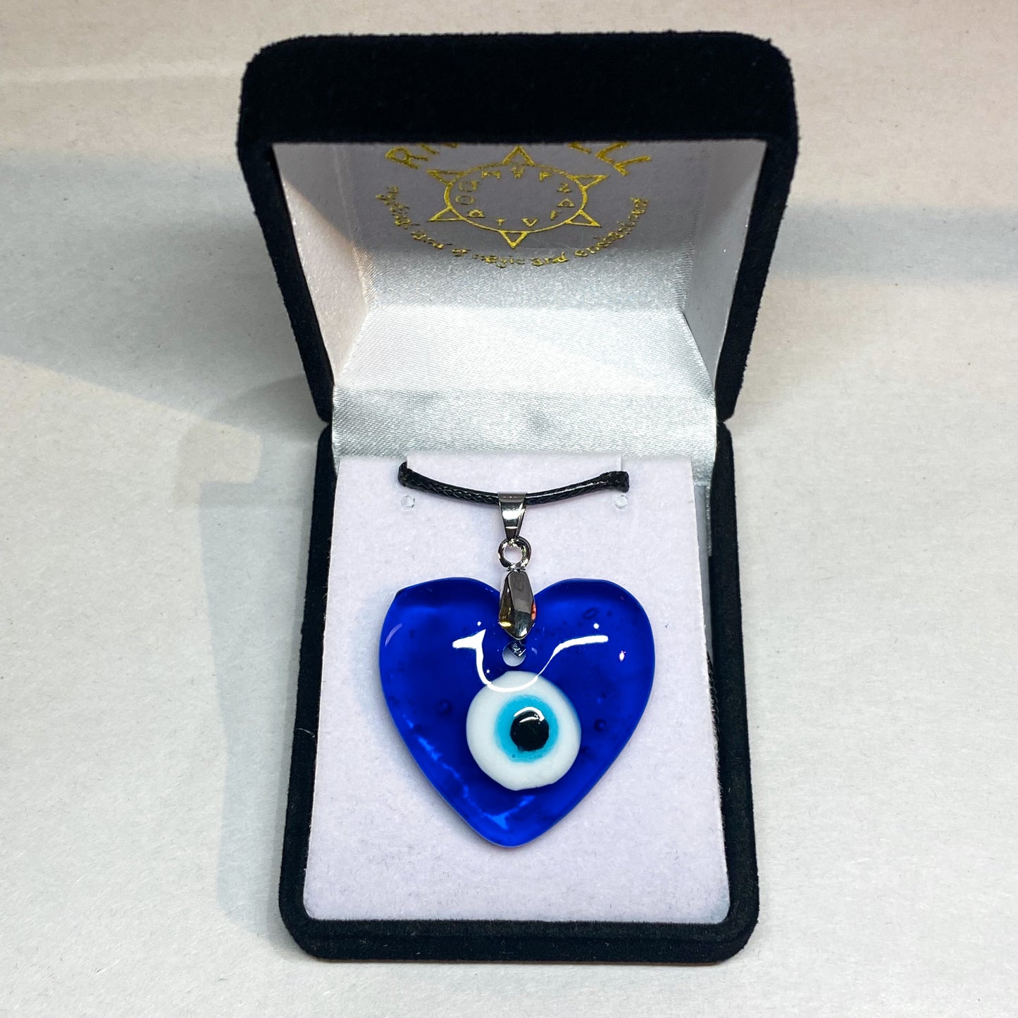 Evil Eye Heart Pendant with Waxed Cord - Rivendell Shop