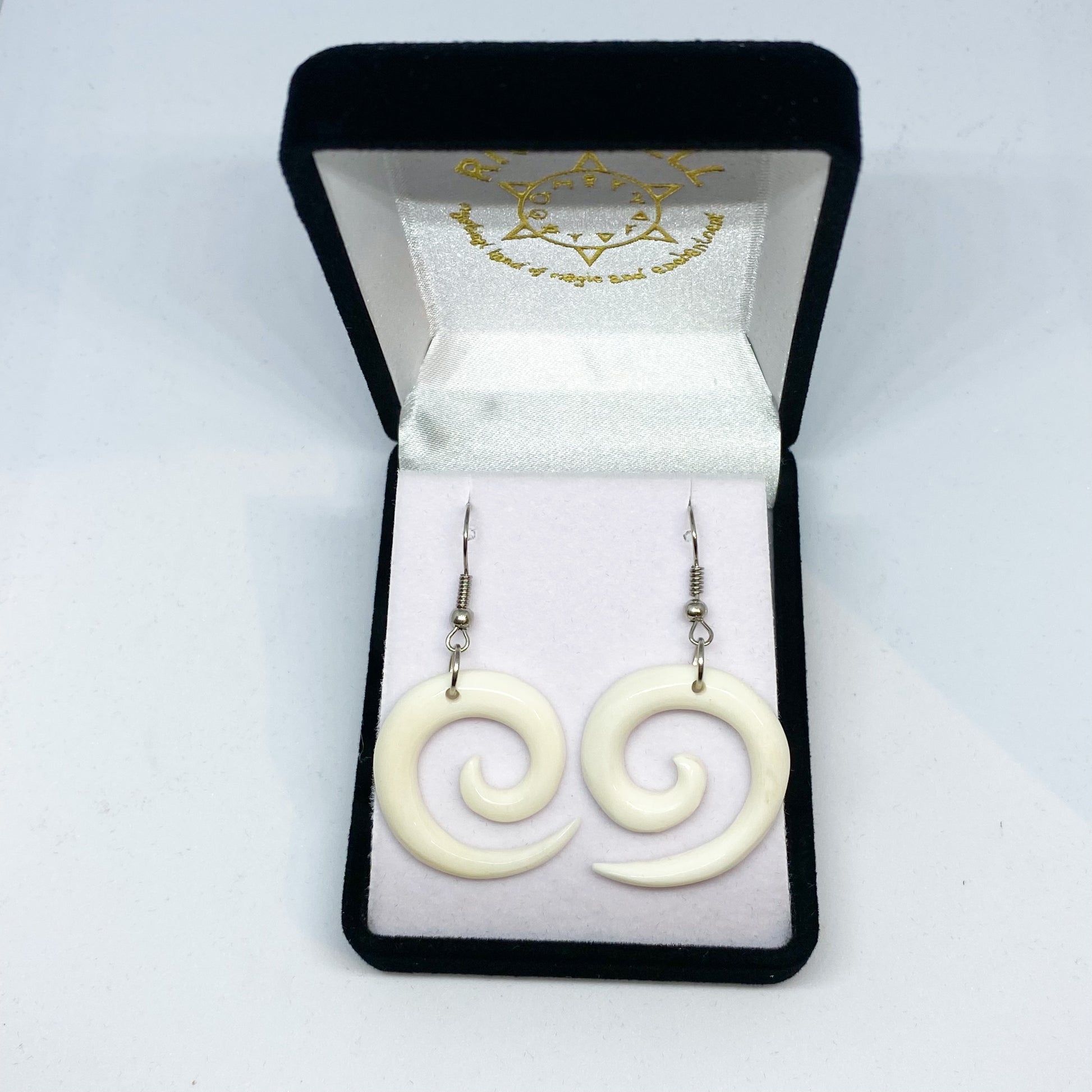 Handcarved Bone Koru Earrings - Rivendell Shop