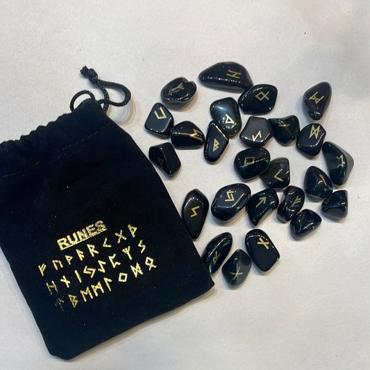 Black obsidian runes - Rivendell Shop