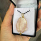 Raw rose quartz wire-wrapped pendant - Rivendell Shop