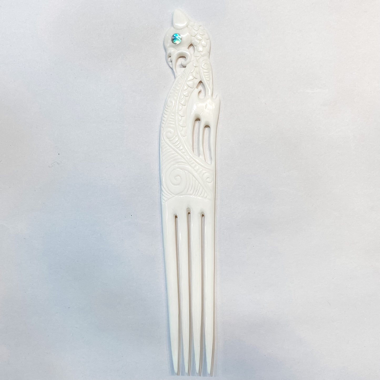 Handcarved Intricate Bone Carving - Manaia Comb - Rivendell Shop