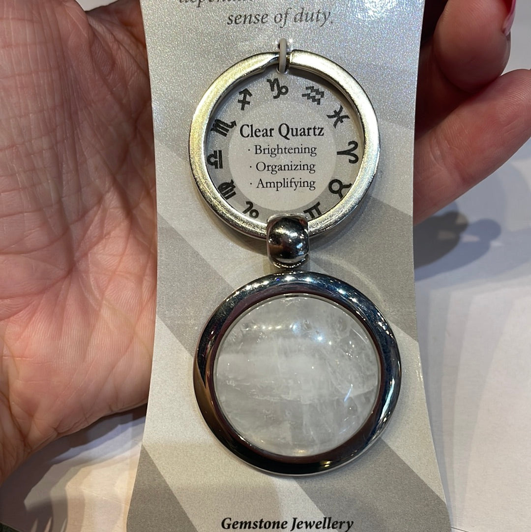 Clear quartz zodiac keychain Rivendell Shop