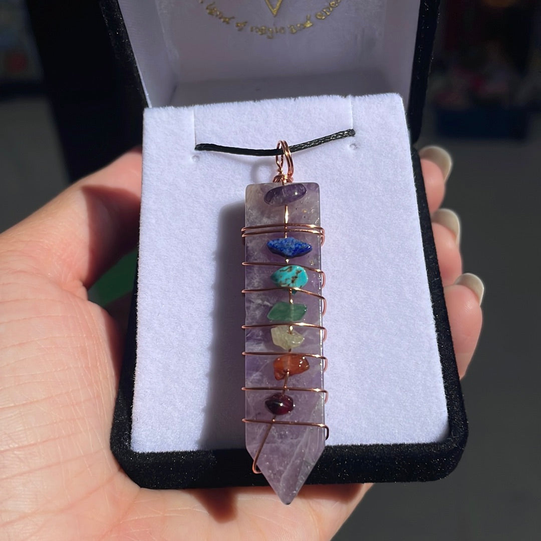 Amethyst Chakra Wire-Wrapped pendant - Rivendell Shop