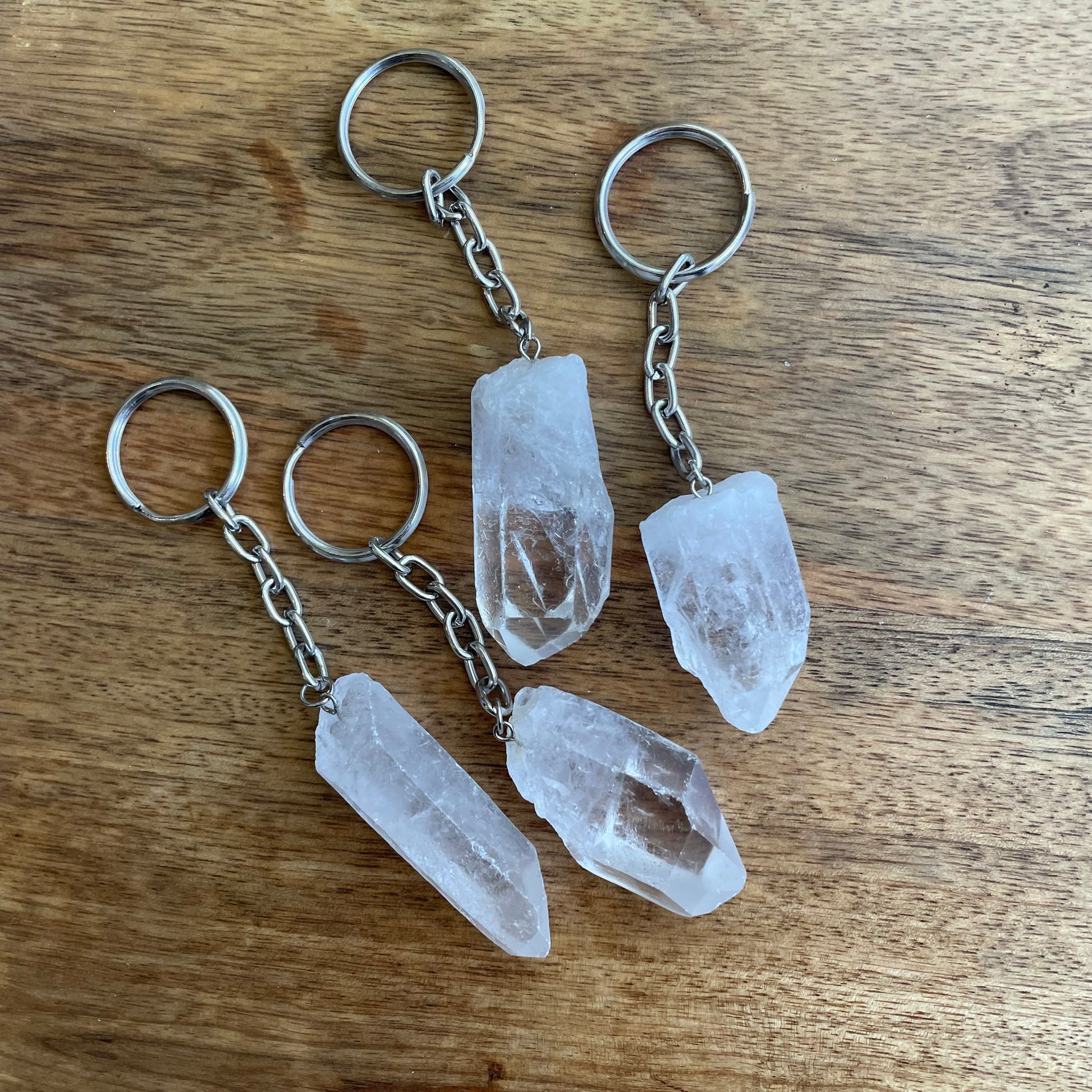 Raw clear quartz key ring - Assorted - Rivendell Shop