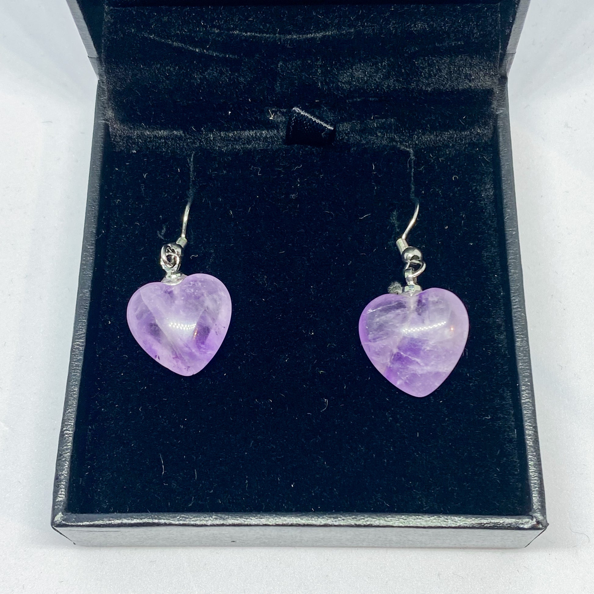 Amethyst Heart Earrings - Rivendell Shop