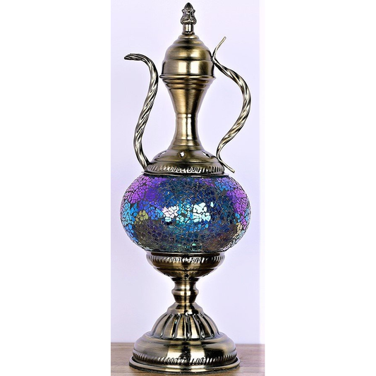 Blue and Purple Teapot Turkish Mosaic Lamp - Rivendell Shop