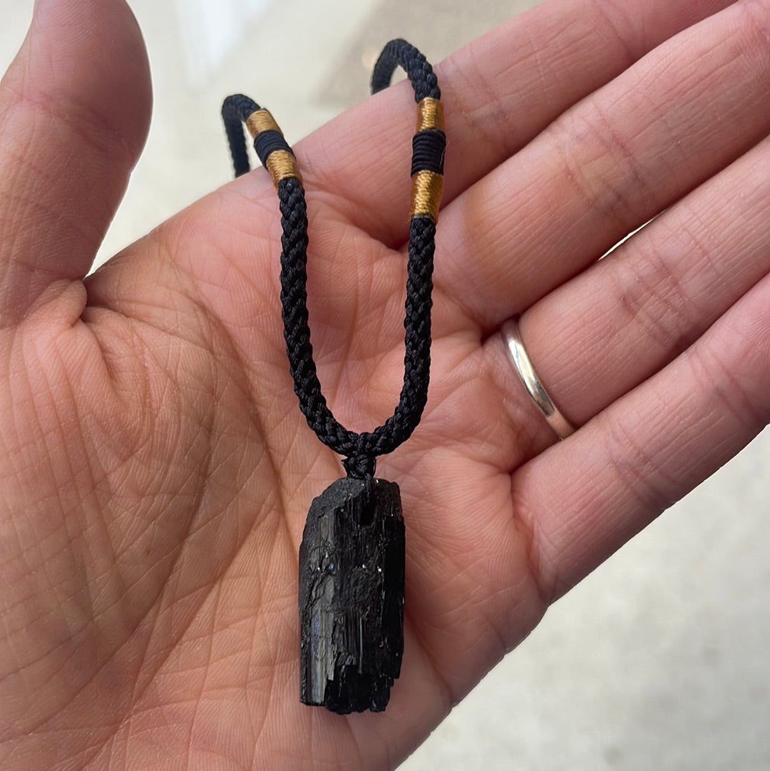 Black tourmaline deals stone necklace