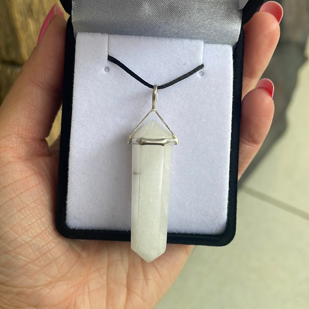 Snow quartz silver point pendant - Rivendell Shop