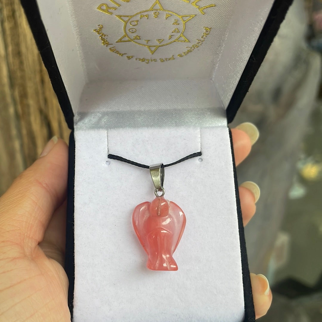 Cherry quartz angel pendant - Rivendell Shop