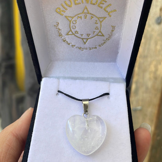 Clear Quartz heart pendant - Rivendell Shop