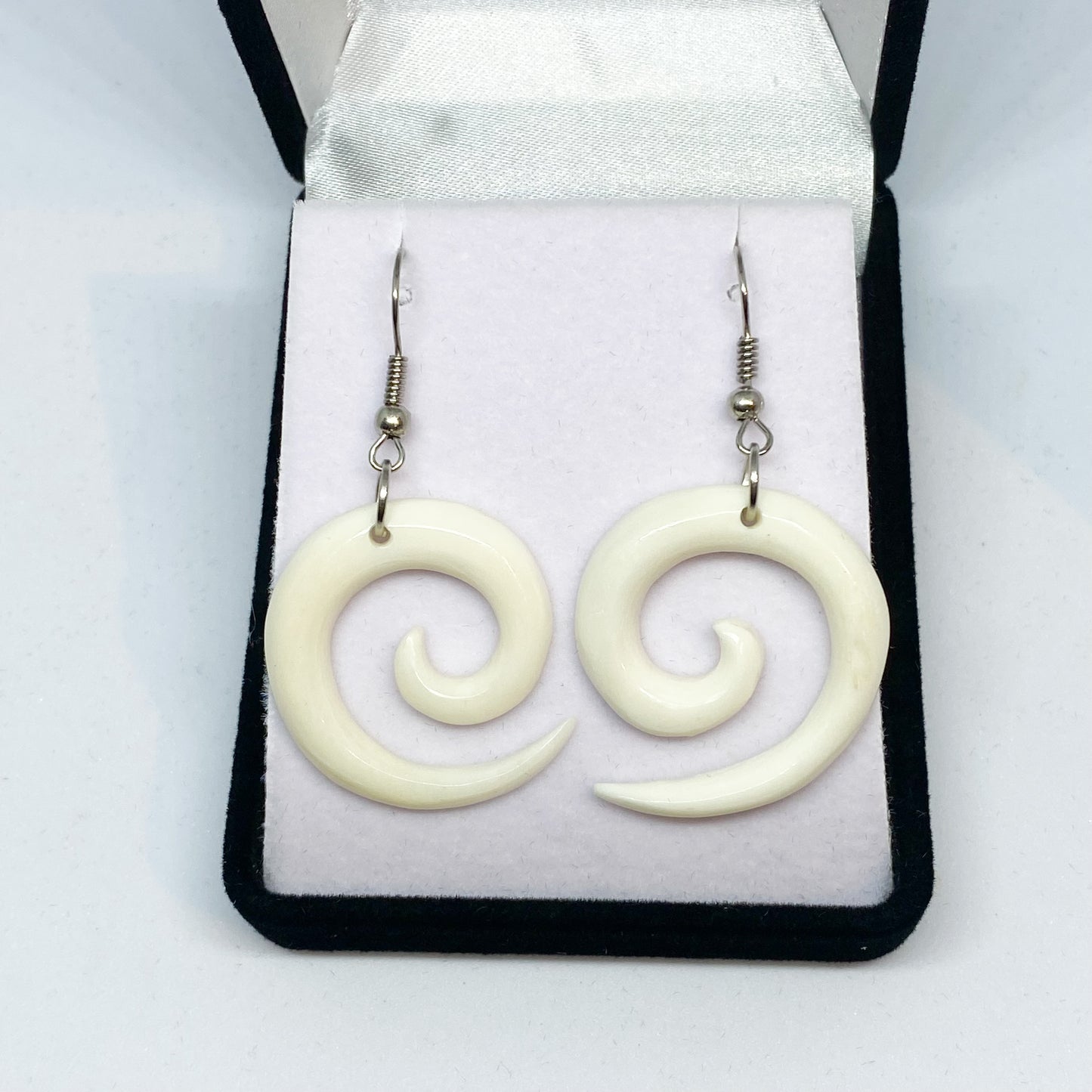 Handcarved Bone Koru Earrings - Rivendell Shop