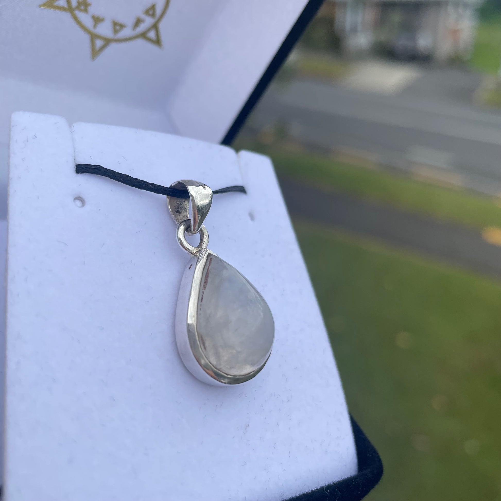 Small Teardrop Moonstone Sterling Silver pendant - Rivendell Shop