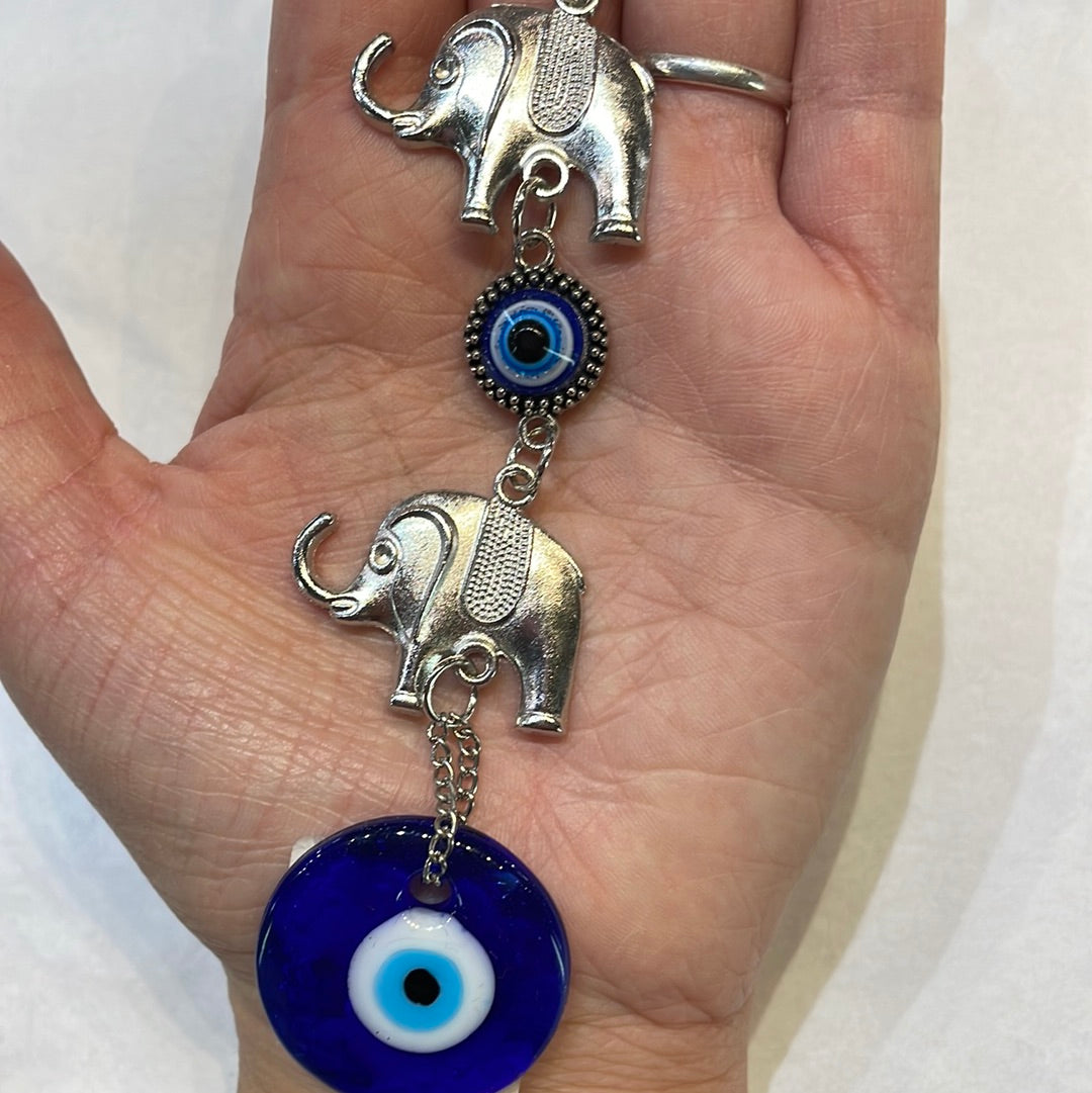 Triple elephant evil eye hanging - small - Rivendell Shop