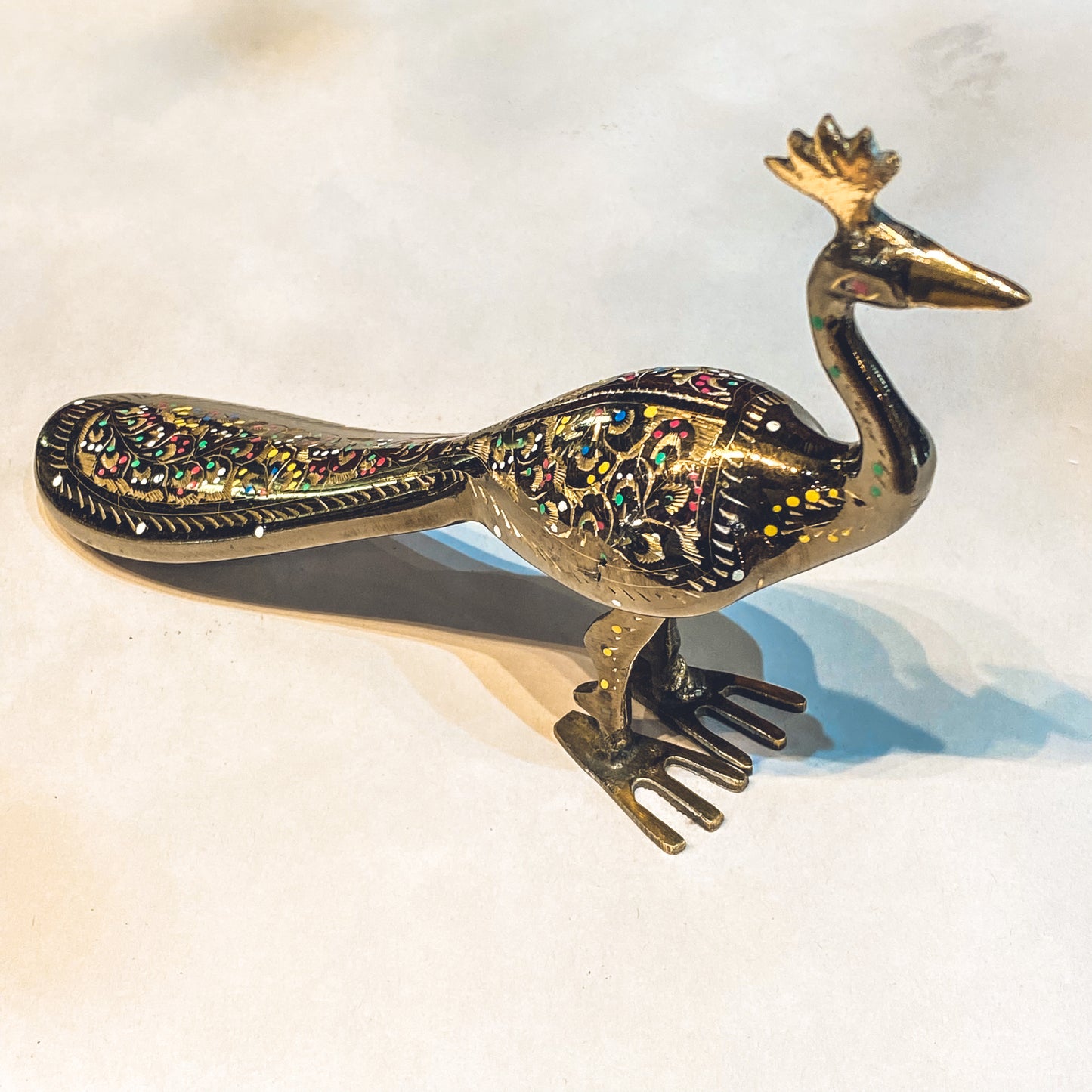 Brass Handcrafted Peacock - 20cm - Rivendell Shop