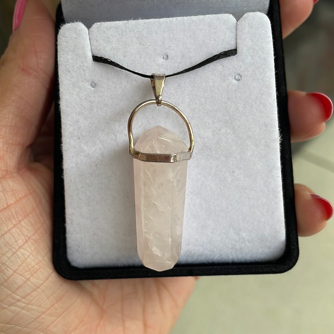 Rose Quartz silver point pendant - Rivendell Shop