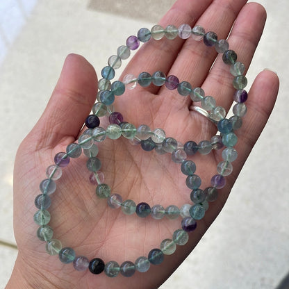 Fluorite Round Bead Crystal Bracelet - Rivendell Shop