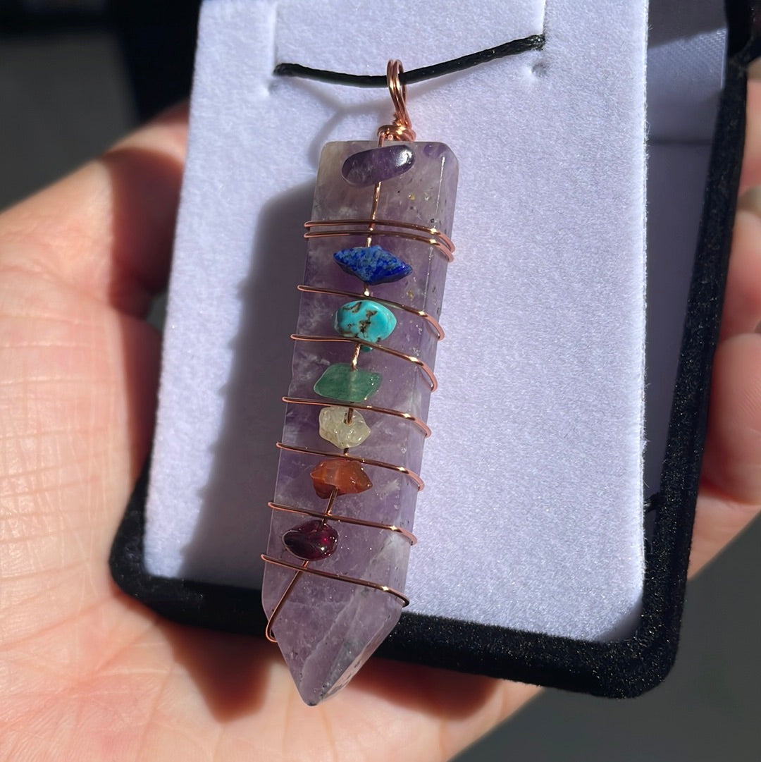 Amethyst Chakra Wire-Wrapped pendant - Rivendell Shop