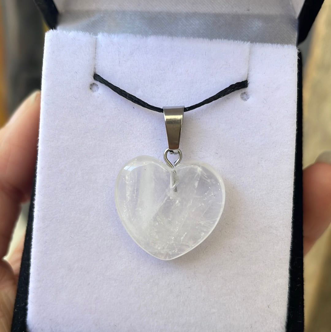 Clear Quartz heart pendant - Rivendell Shop