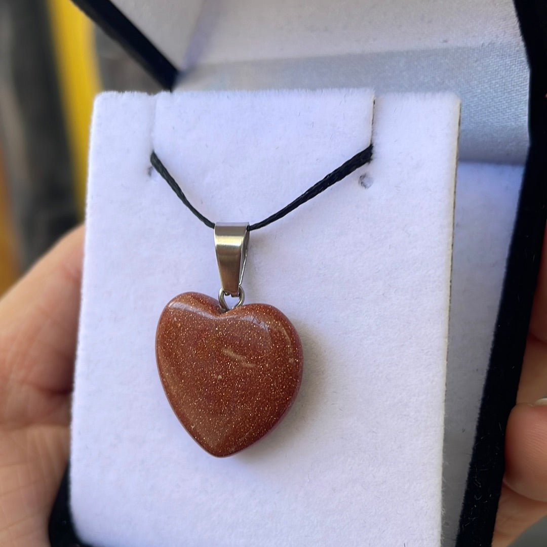 Goldstone heart pendant - Rivendell Shop