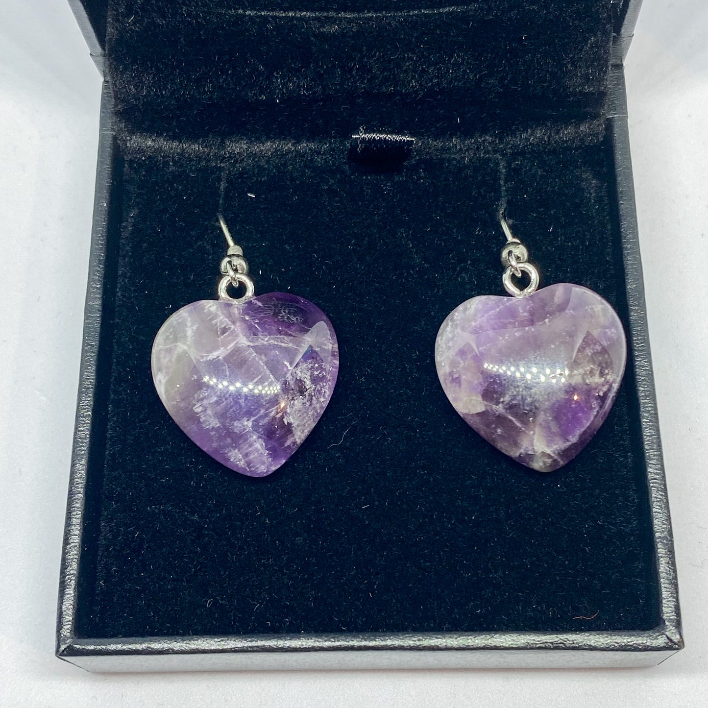 Amethyst Heart Earrings - Rivendell Shop