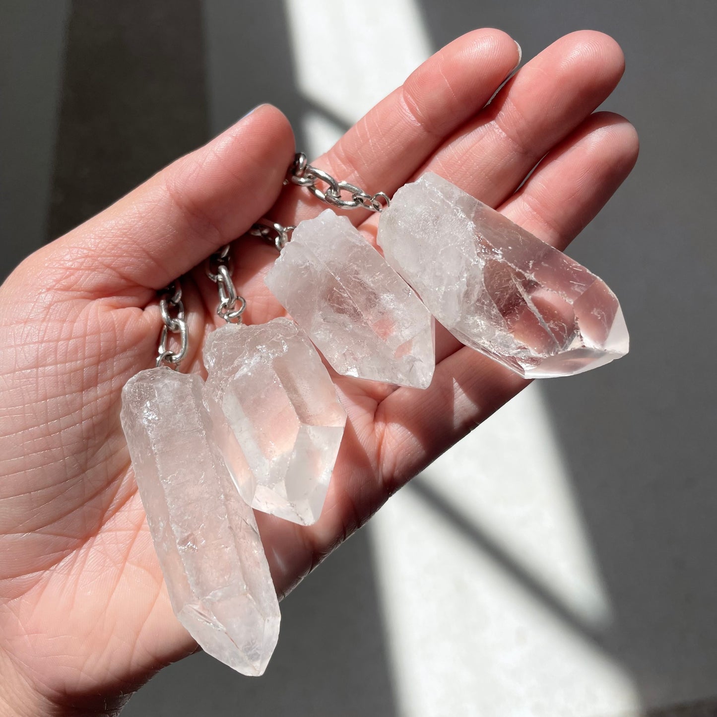 Raw clear quartz key ring - Assorted - Rivendell Shop