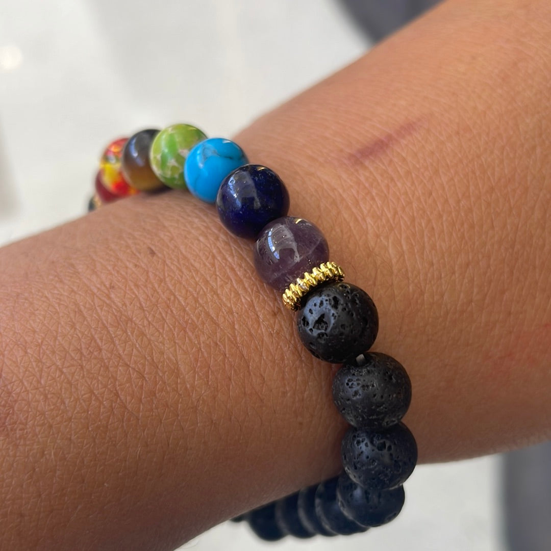 Lava beads chakra bracelet - Rivendell Shop