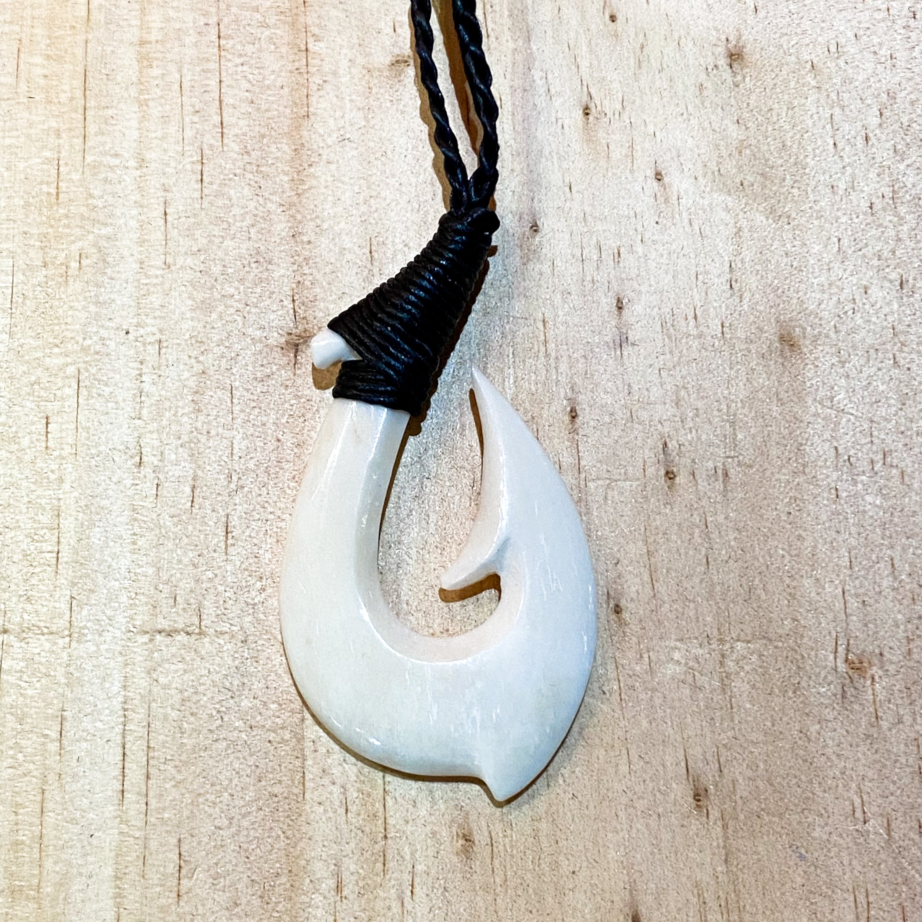 Bone Carved Hei Matau Hammer Shark Pendant Surfer Cord Necklace –  81stgeneration