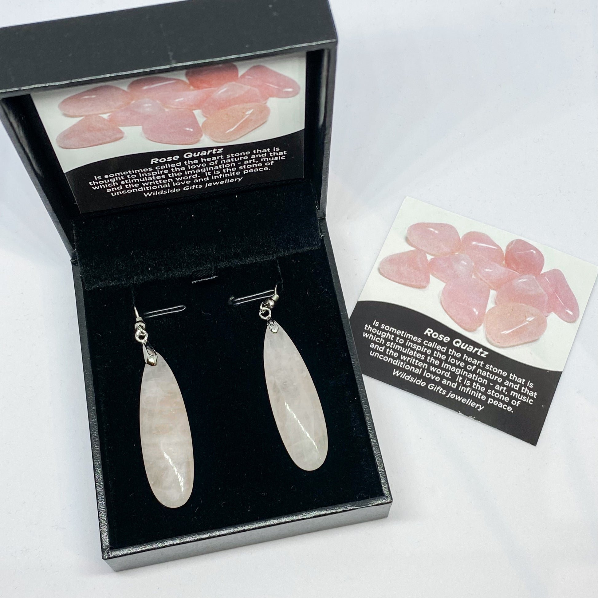 Rose Quartz Long Drop Earrings - Rivendell Shop