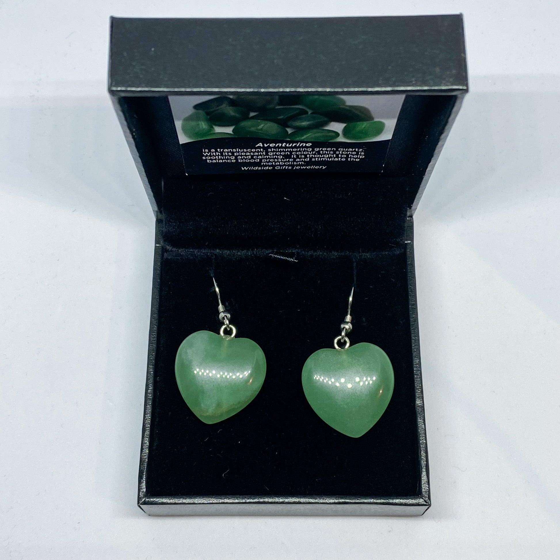 Green Aventurine Heart Earrings - Rivendell Shop