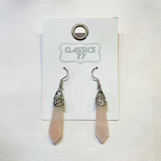 Rose Quartz Point Earrings - Rivendell Shop