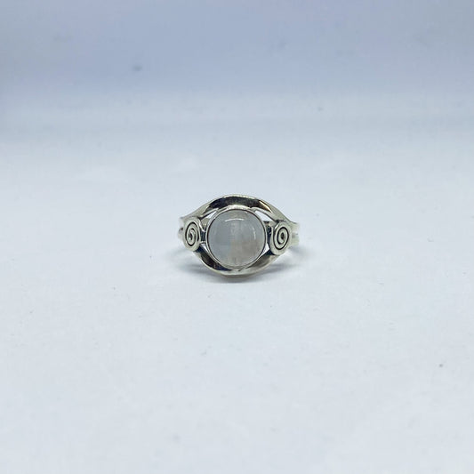 Moonstone 925 Sterling Silver Ring w Spiral - Rivendell Shop