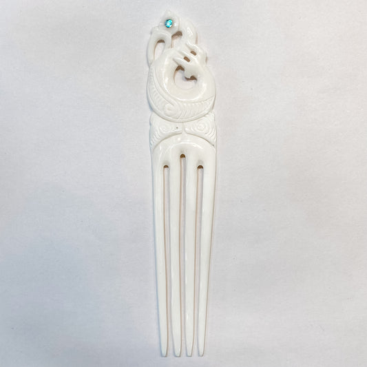 Handcarved Intricate Bone Carving - Manaia Comb - Rivendell Shop