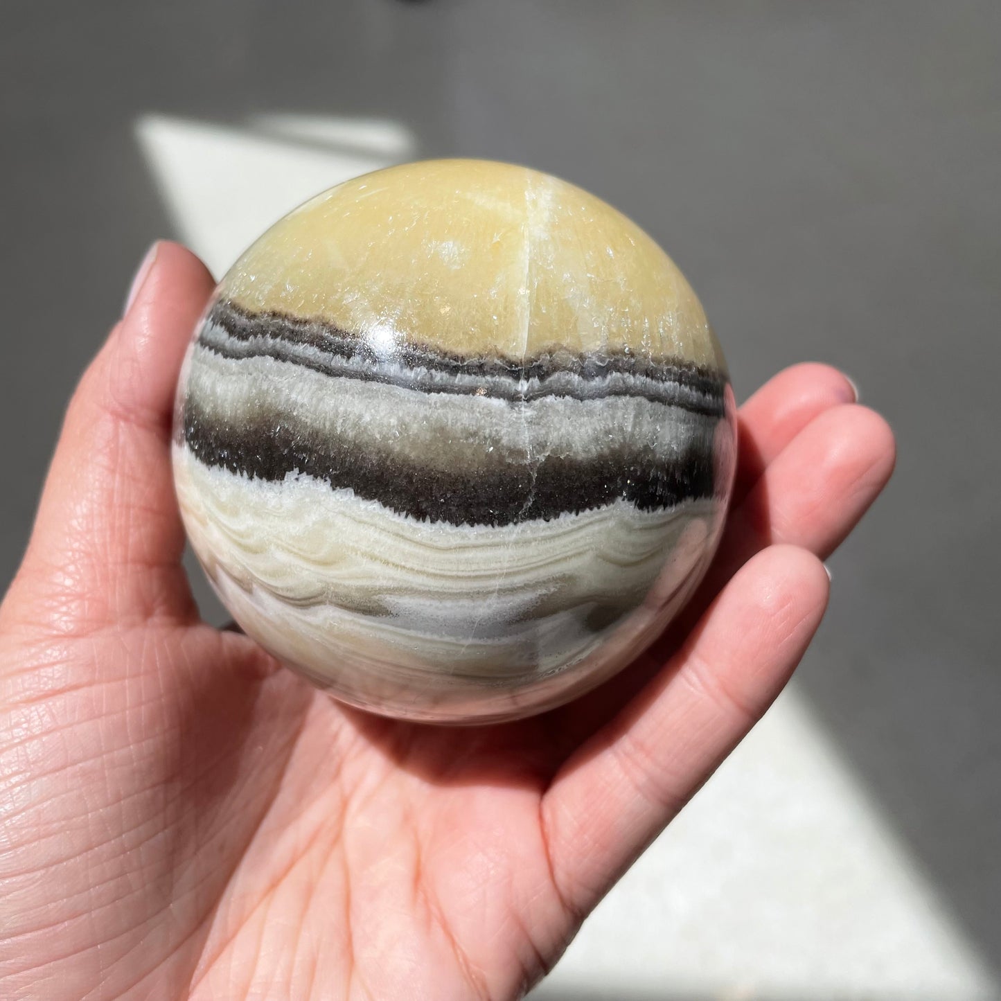 Zebra calcite sphere - Rivendell Shop