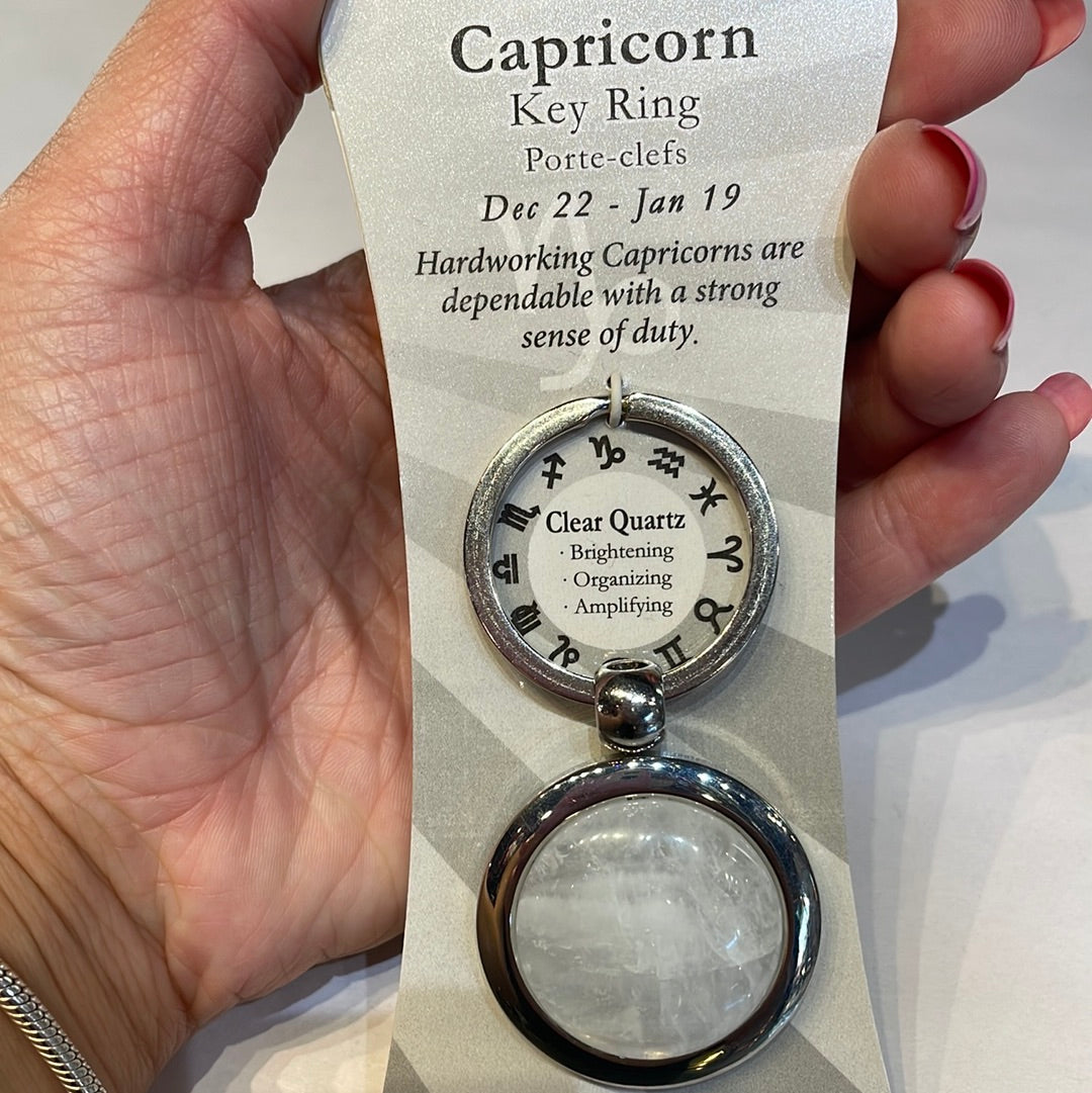 Clear quartz zodiac keychain Rivendell Shop