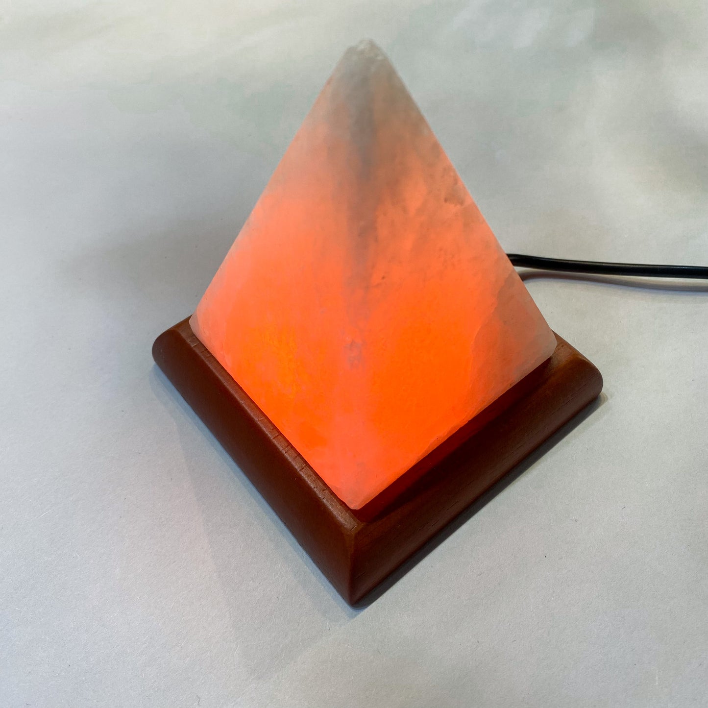 White Himalayan Salt Pyramid Lamp - Orange - Rivendell Shop