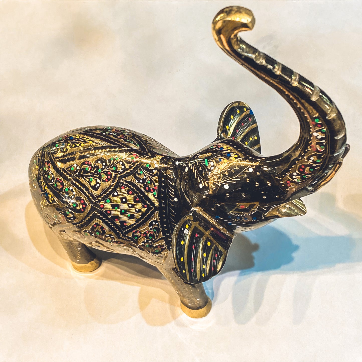 Brass Handcrafted Elephant Trunk Up - 27cm - Rivendell Shop