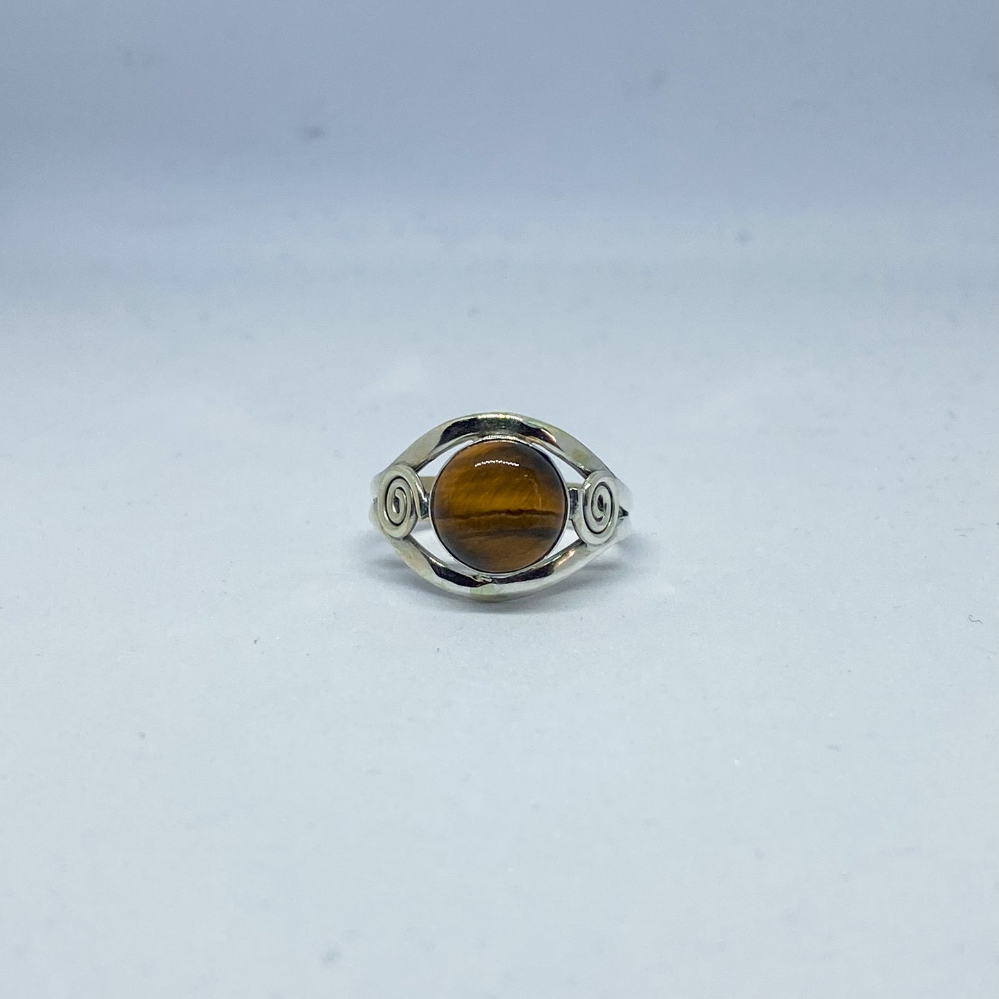 Tiger's Eye 925 Sterling Silver Ring w Spiral - Rivendell Shop