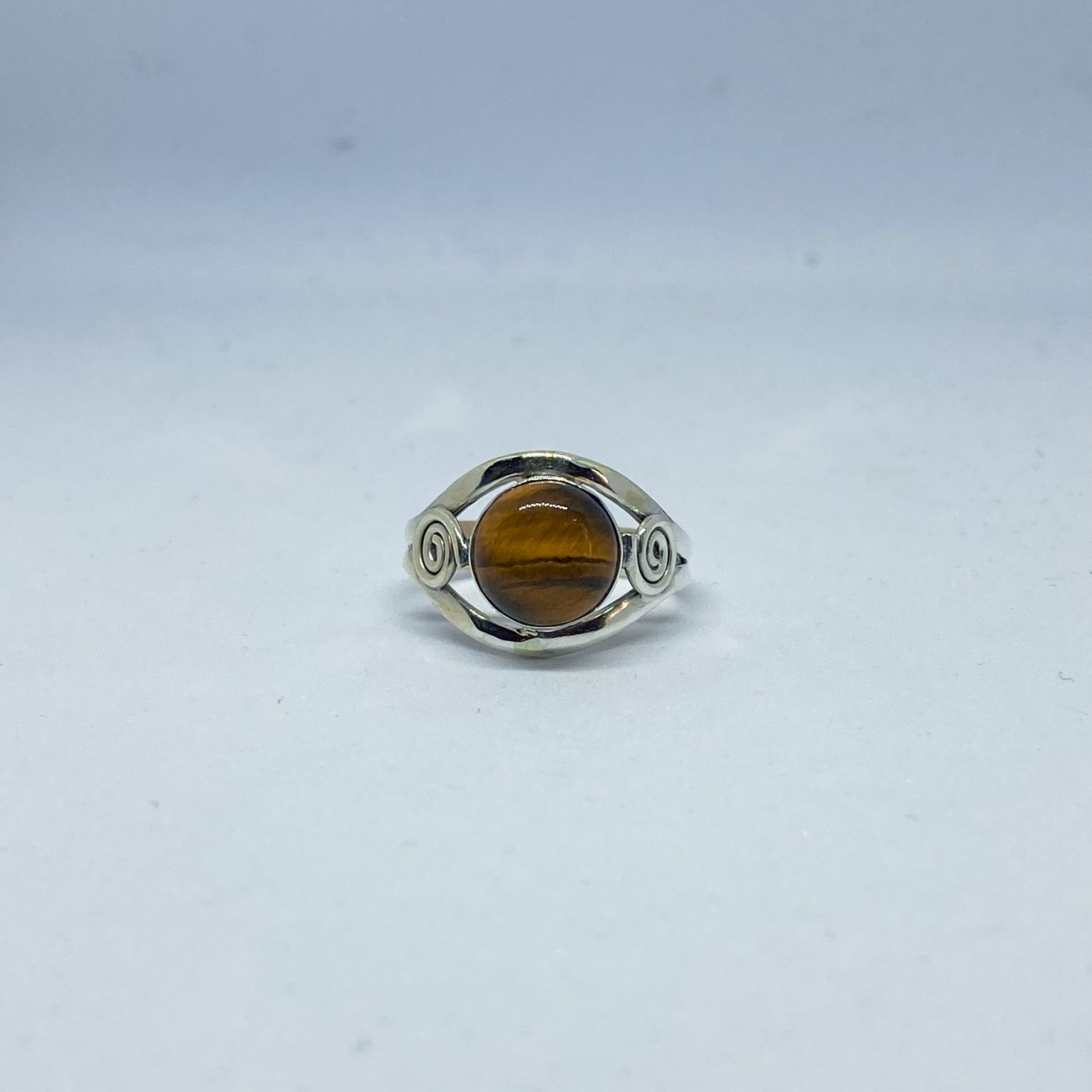 Tiger's Eye 925 Sterling Silver Ring w Spiral - Rivendell Shop