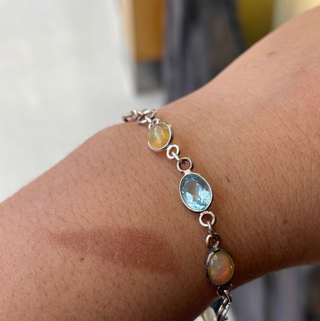 Blue topaz and opal sterling silver - Rivendell Shop
