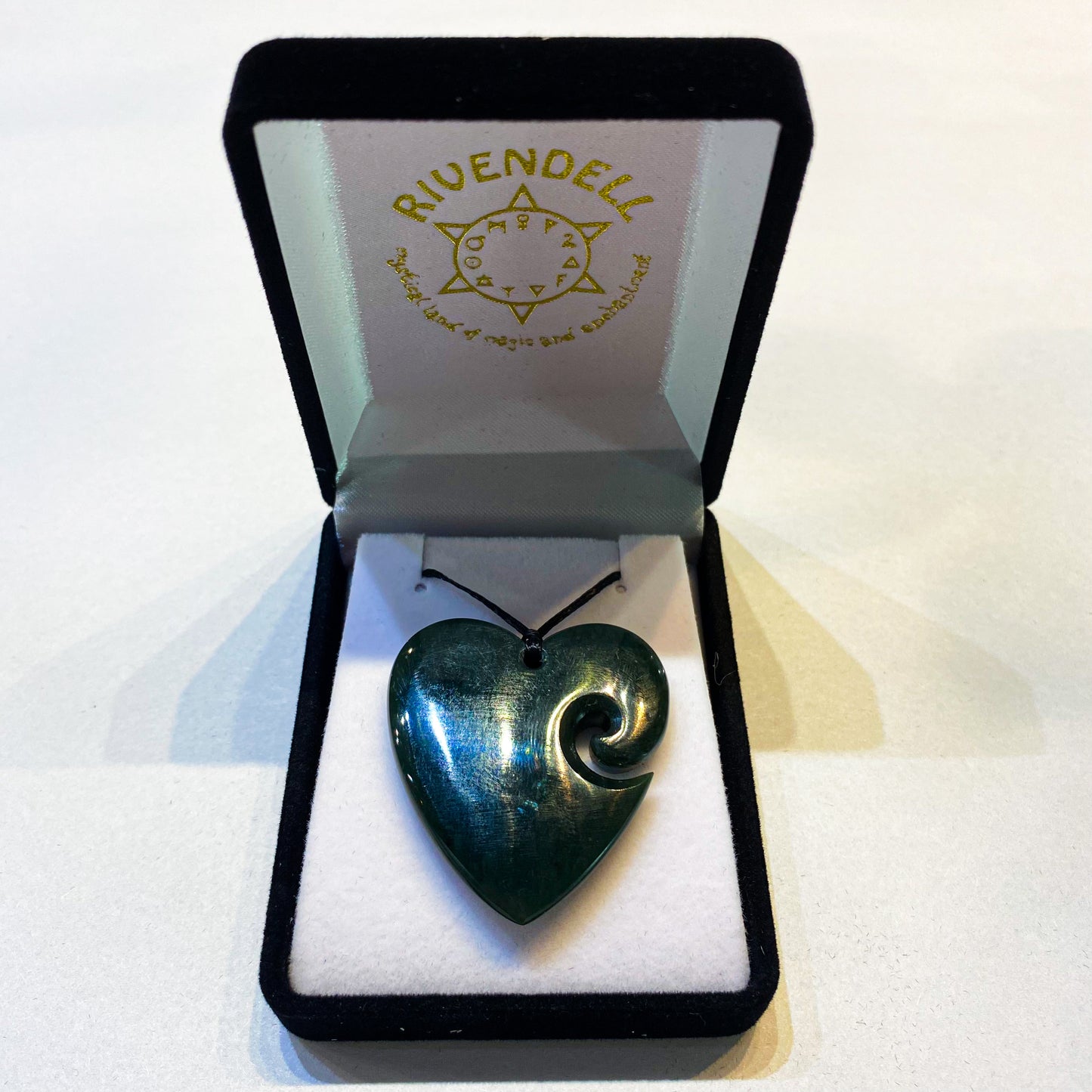 Heart Greenstone Pendant with Koru Indentation - Rivendell Shop