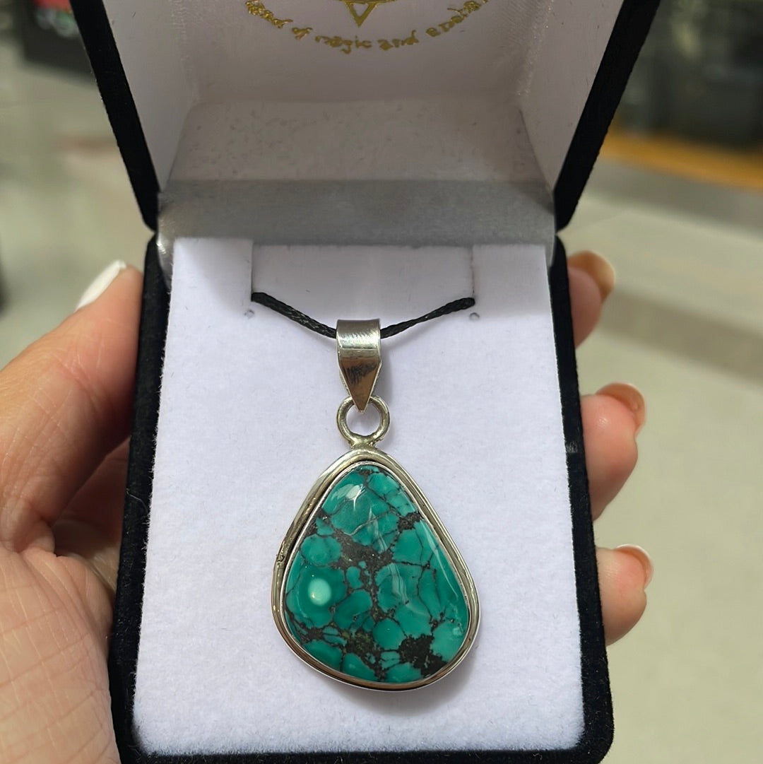 Sterling silver turquoise pendant - Rivendell Shop