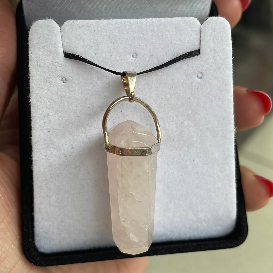 Rose Quartz silver point pendant - Rivendell Shop