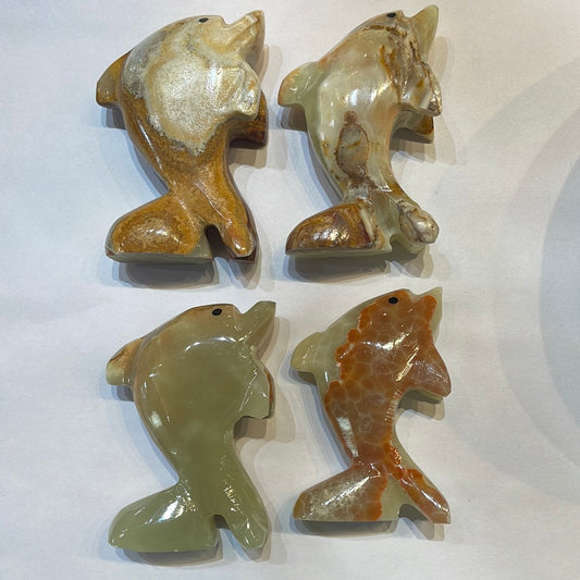 Banded calcite dolphins - Rivendell Shop