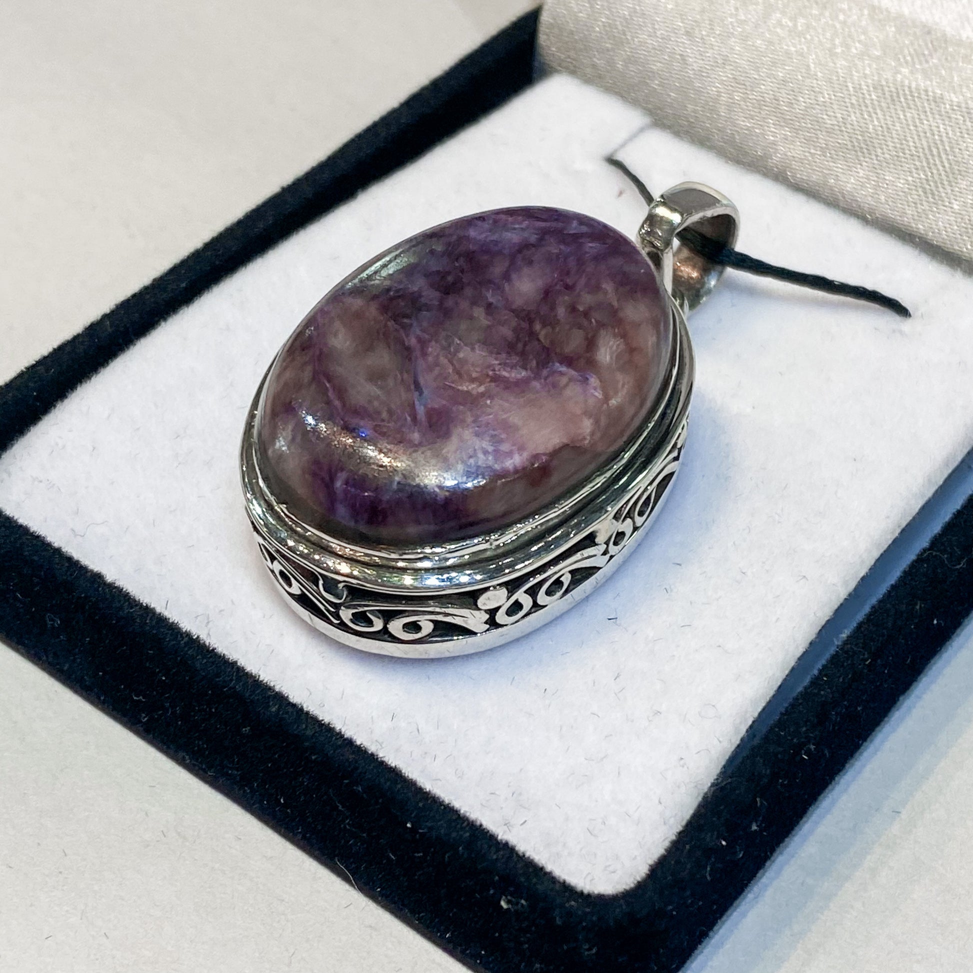 Charoite Sterling Silver Pendant - Rivendell Shop