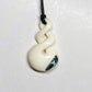 Handcarved Double Twist Bone Carving Pendant With Paua - Pikorua - Rivendell Shop