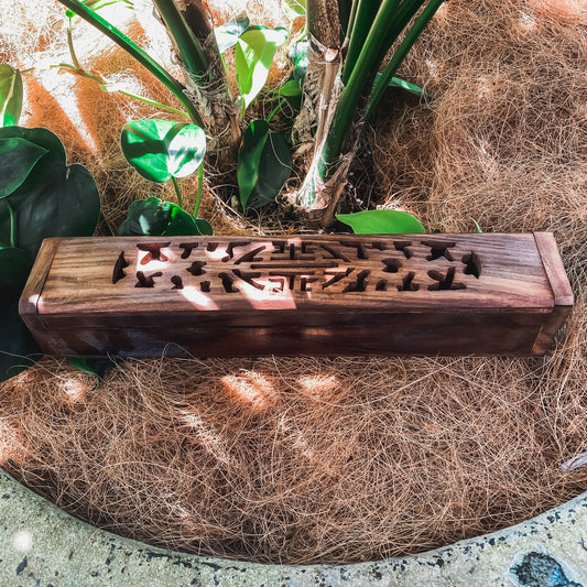 Wooden Incense Holder - Jali Flat Box - Rivendell Shop