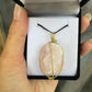 Raw rose quartz wire-wrapped pendant - Rivendell Shop