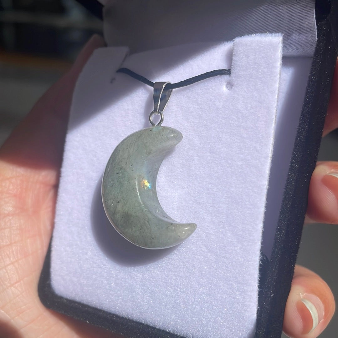 Labradorite Moon Pendant - Rivendell Shop