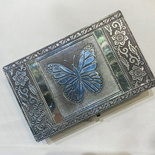 Butterfly Blue Fabric Jewellery Box - Rivendell Shop