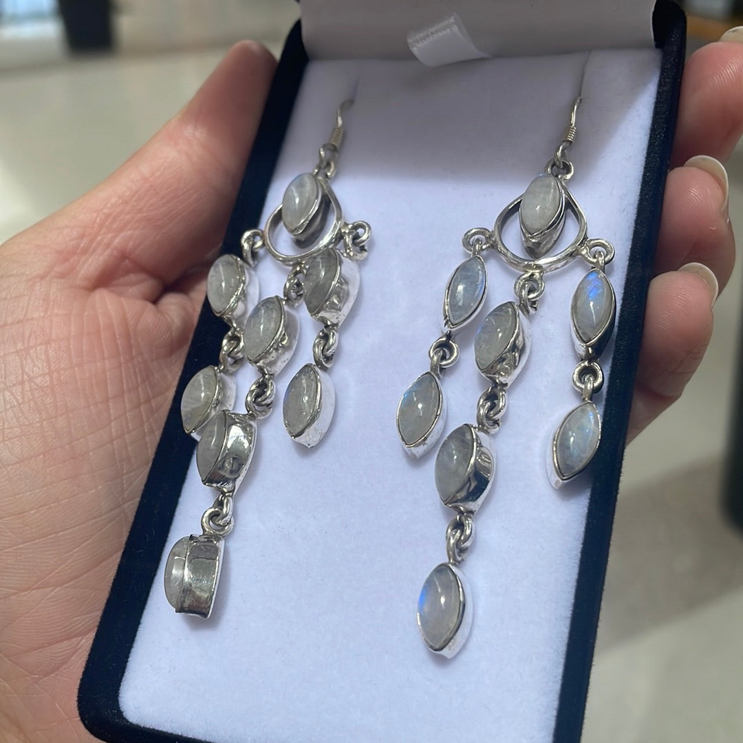 Moonstone sterling silver earrings - Rivendell Shop